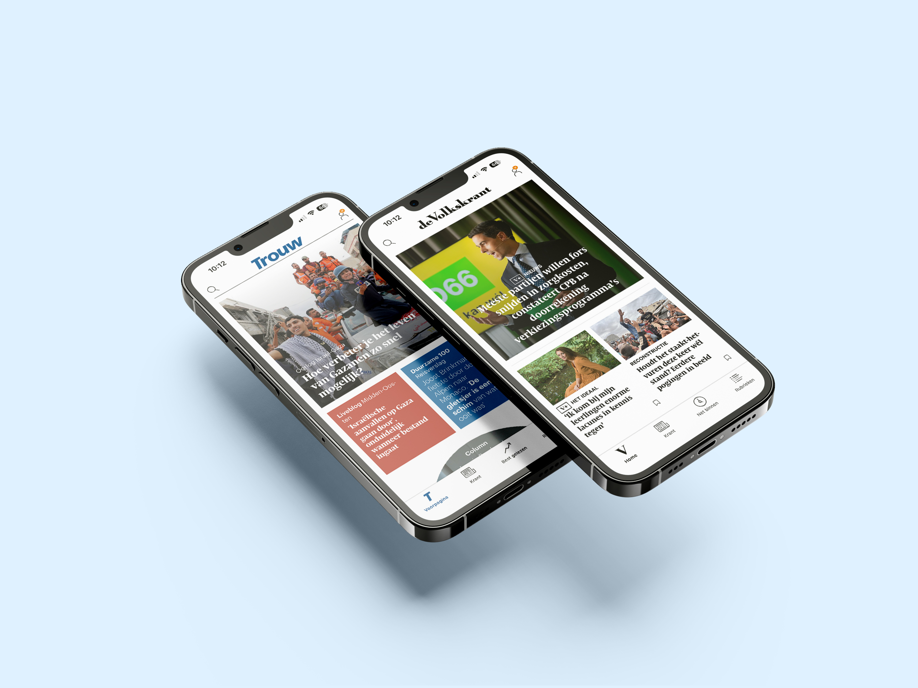 Trouw en de Volkskrant apps op telefoons