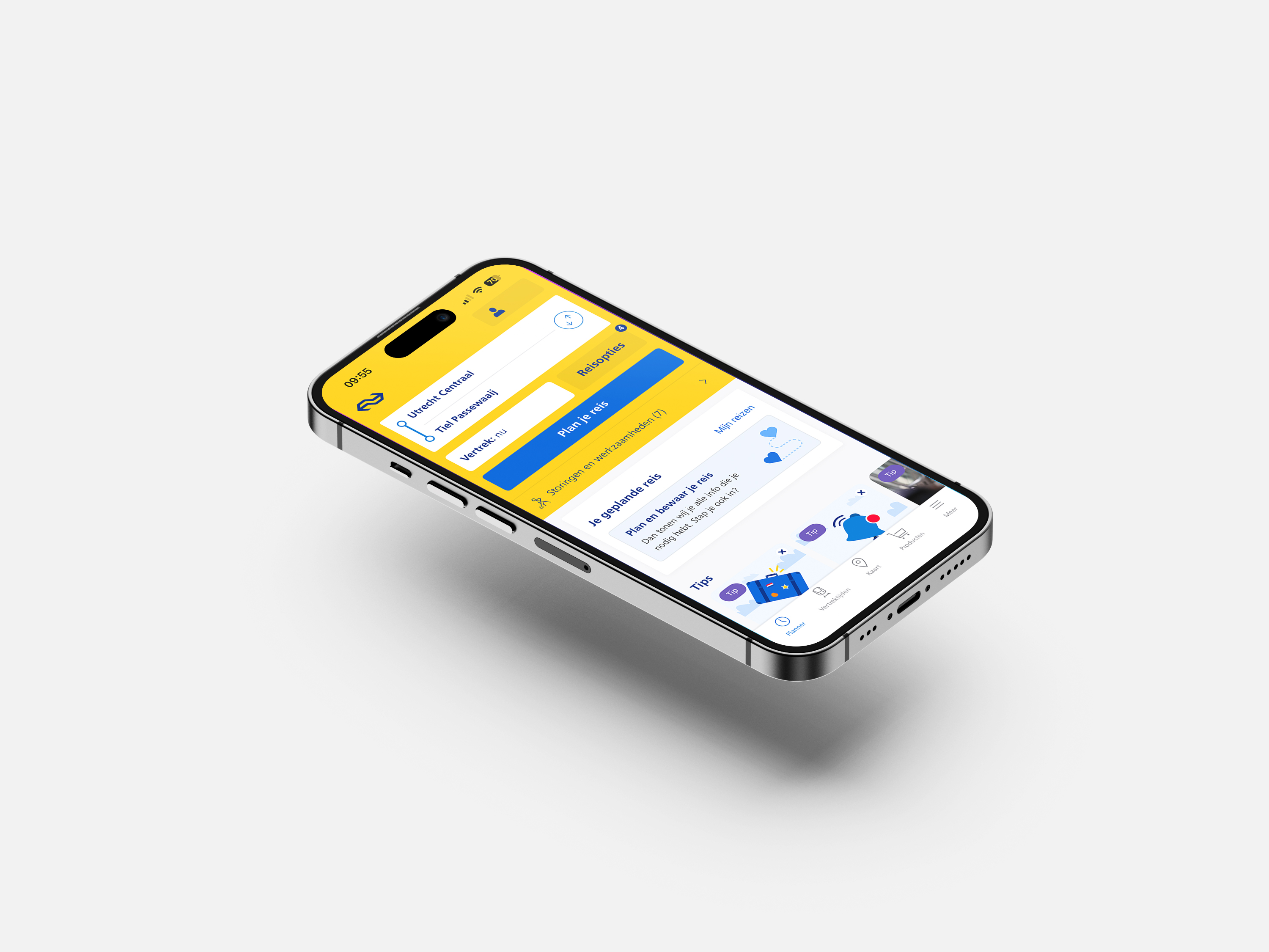 NS reisplanner-app op een telefoon